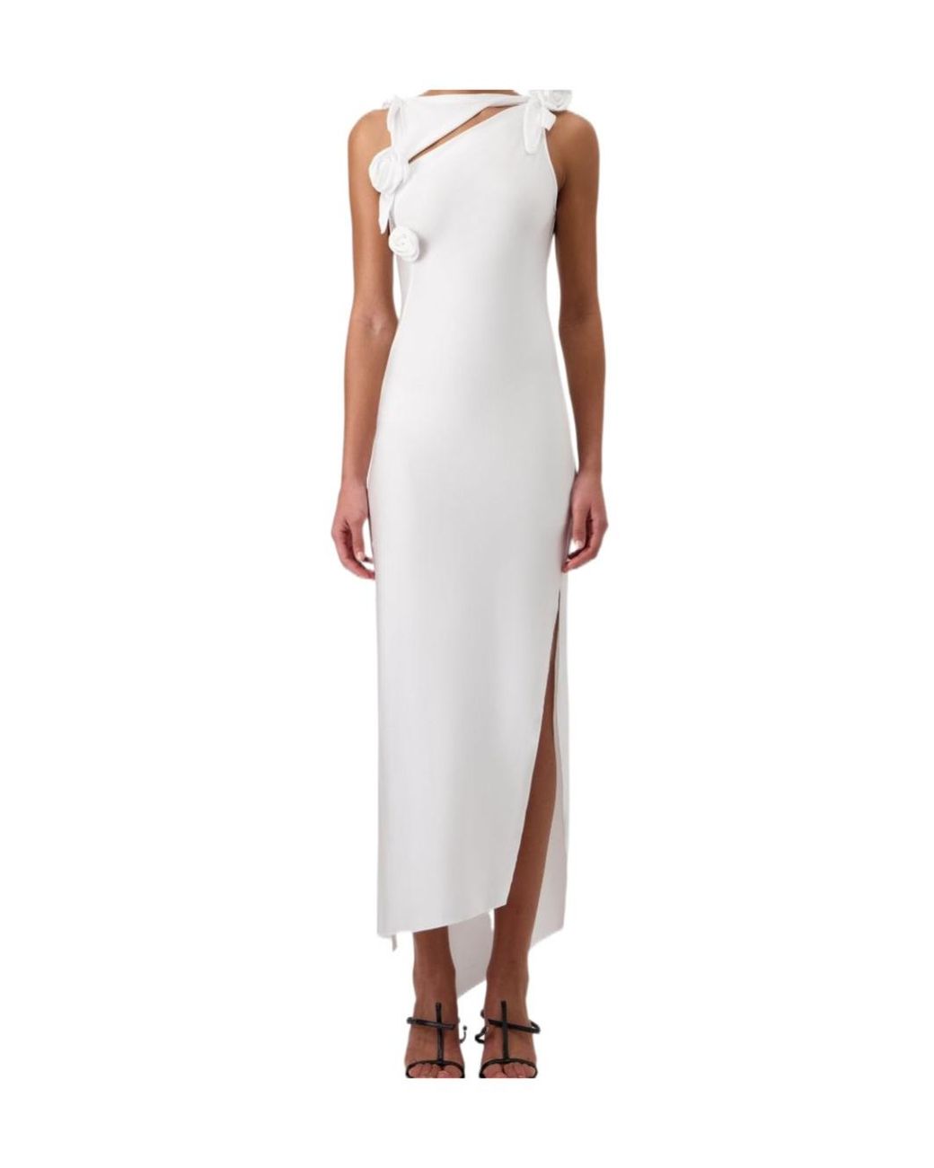 Coperni White Flower-Detailed Sleeveless Midi Dress