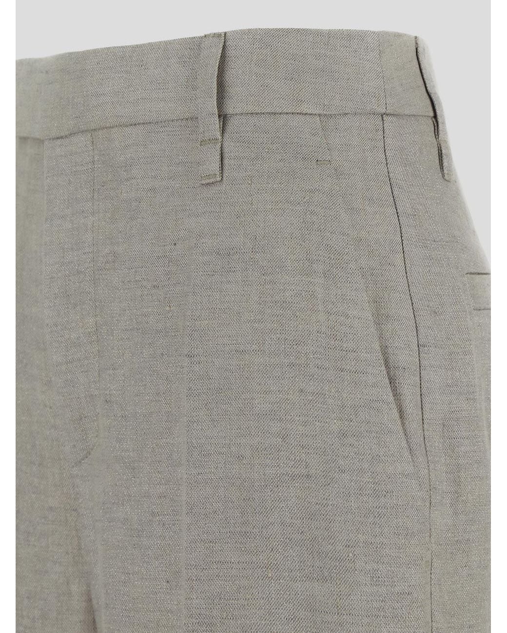 Brunello Cucinelli Gray Lurex Wide-Leg Trousers