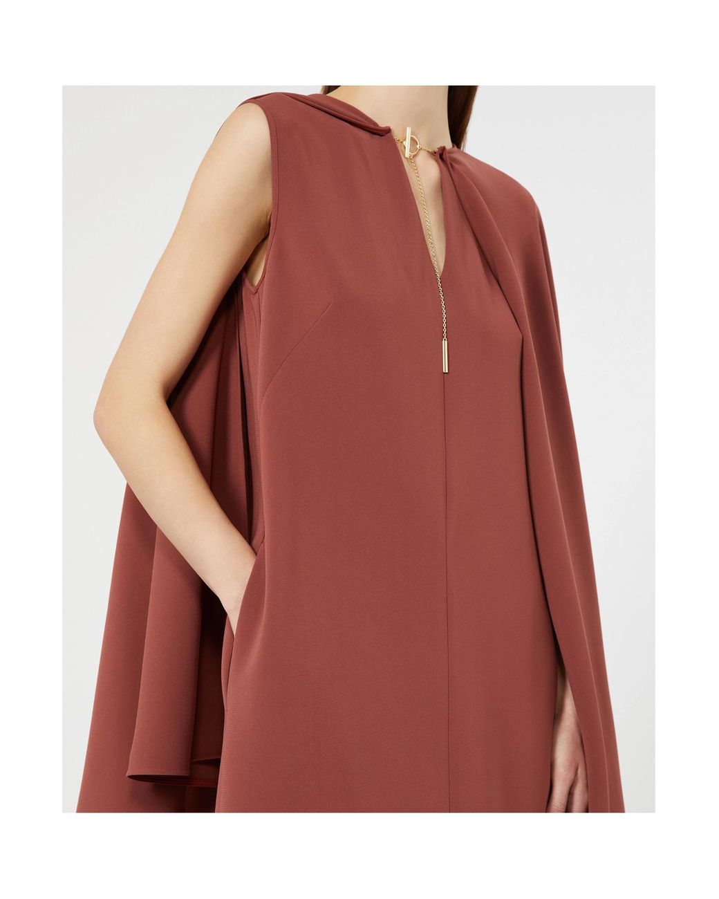 Max Mara Red Short Cady Cape Dress