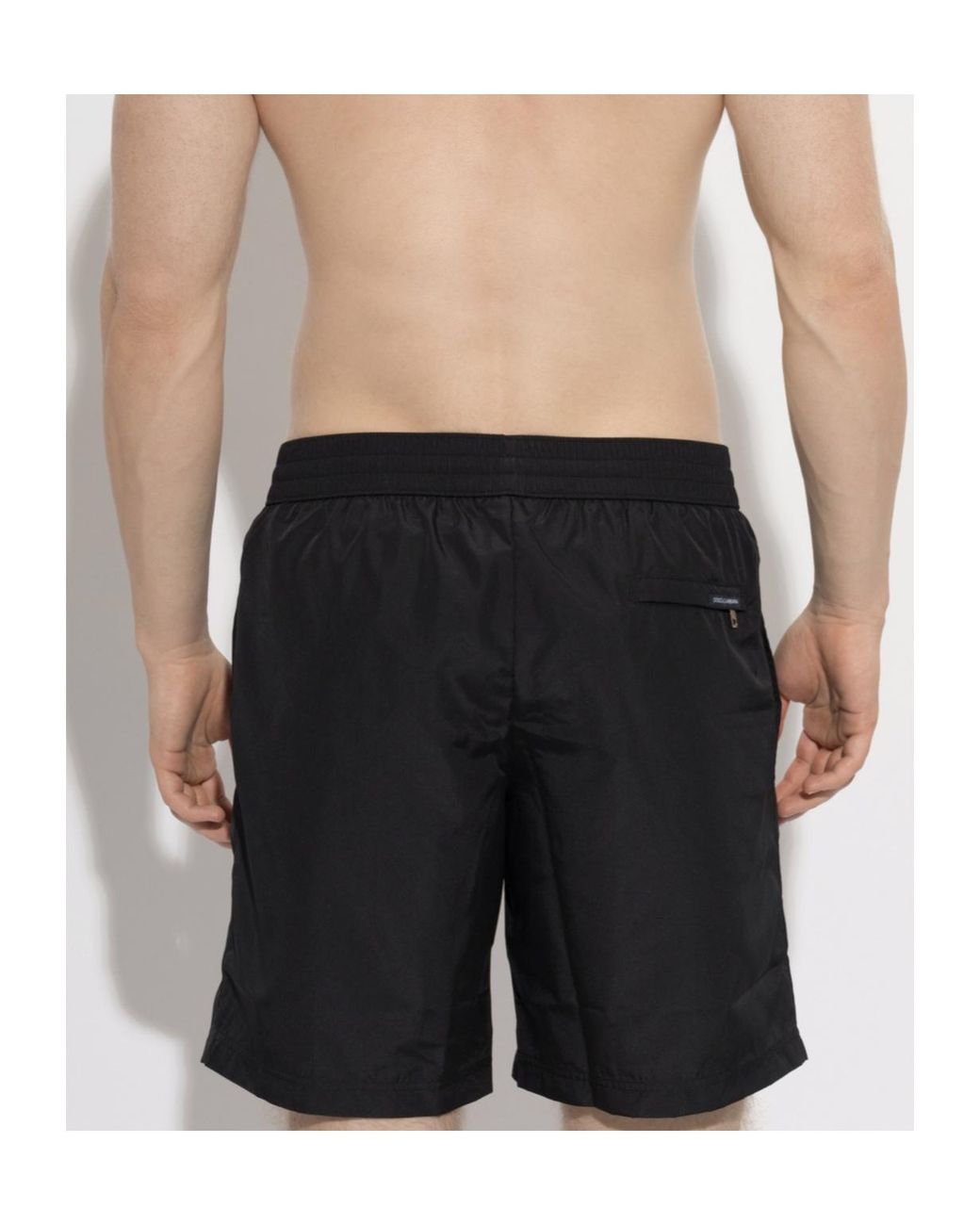 Dolce & Gabbana Black Logo Patch Swim Shorts for men