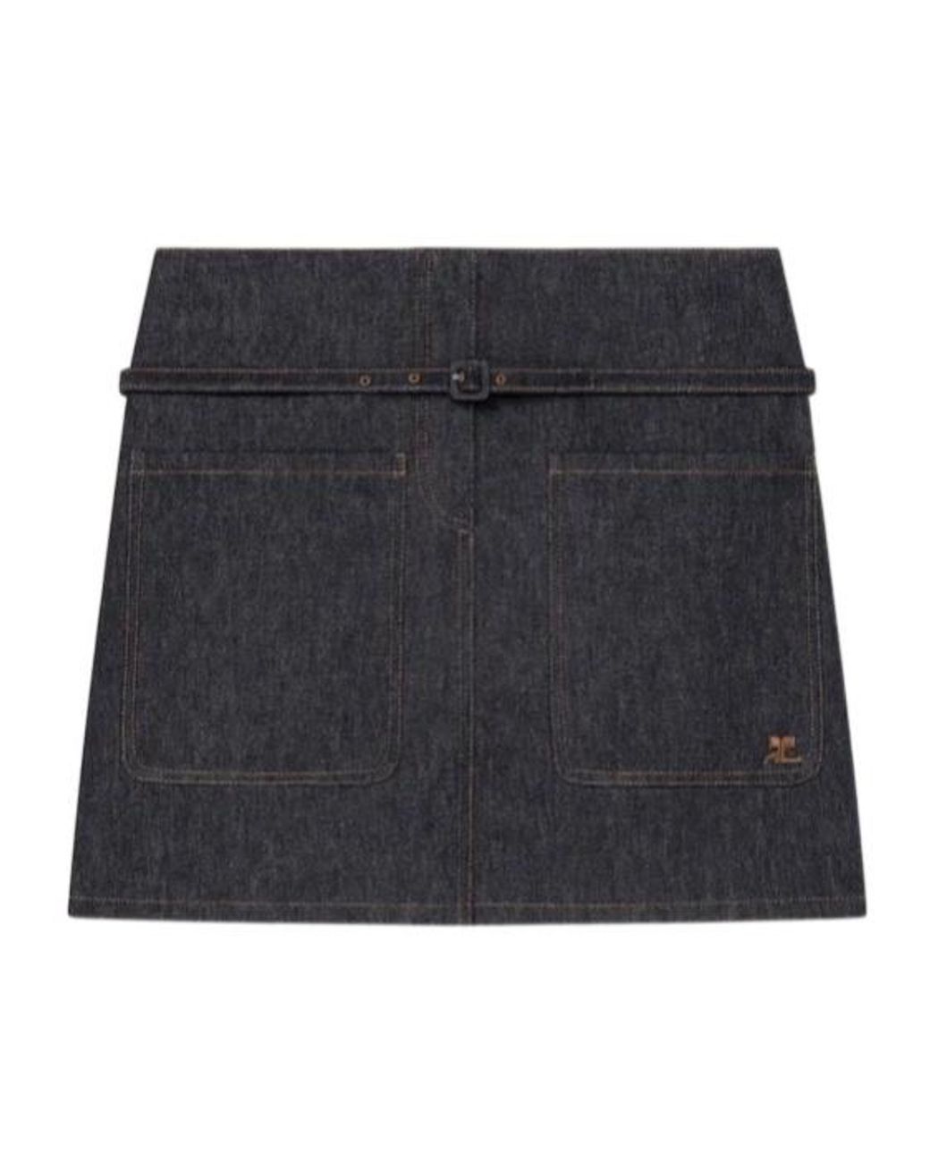 Courreges Black Double Pocket Denim Skirt