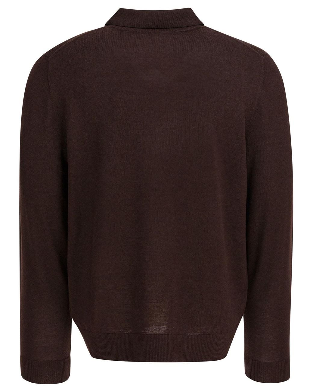 Vince Brown Merino Wool Long-Sleeve Polo Shirt for men