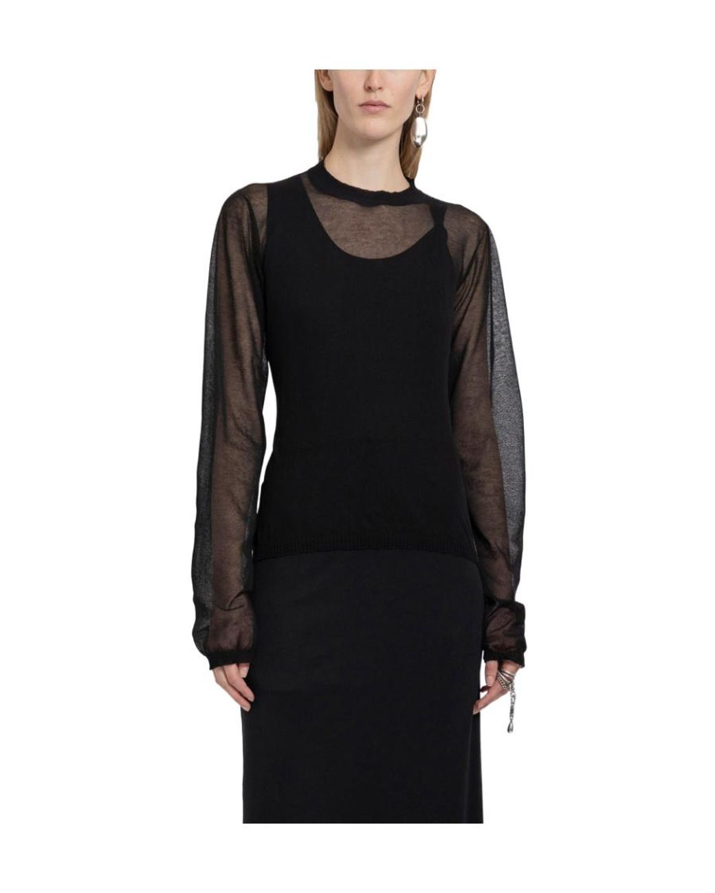 Ann Demeulemeester Black Logo Long-Sleeved T-Shirt