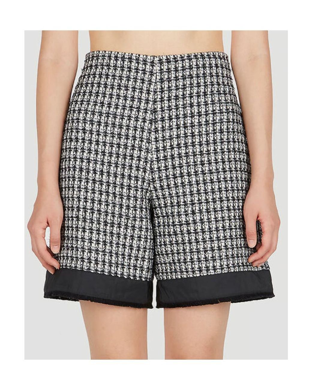 Moncler Black High-Waisted Tweed Shorts