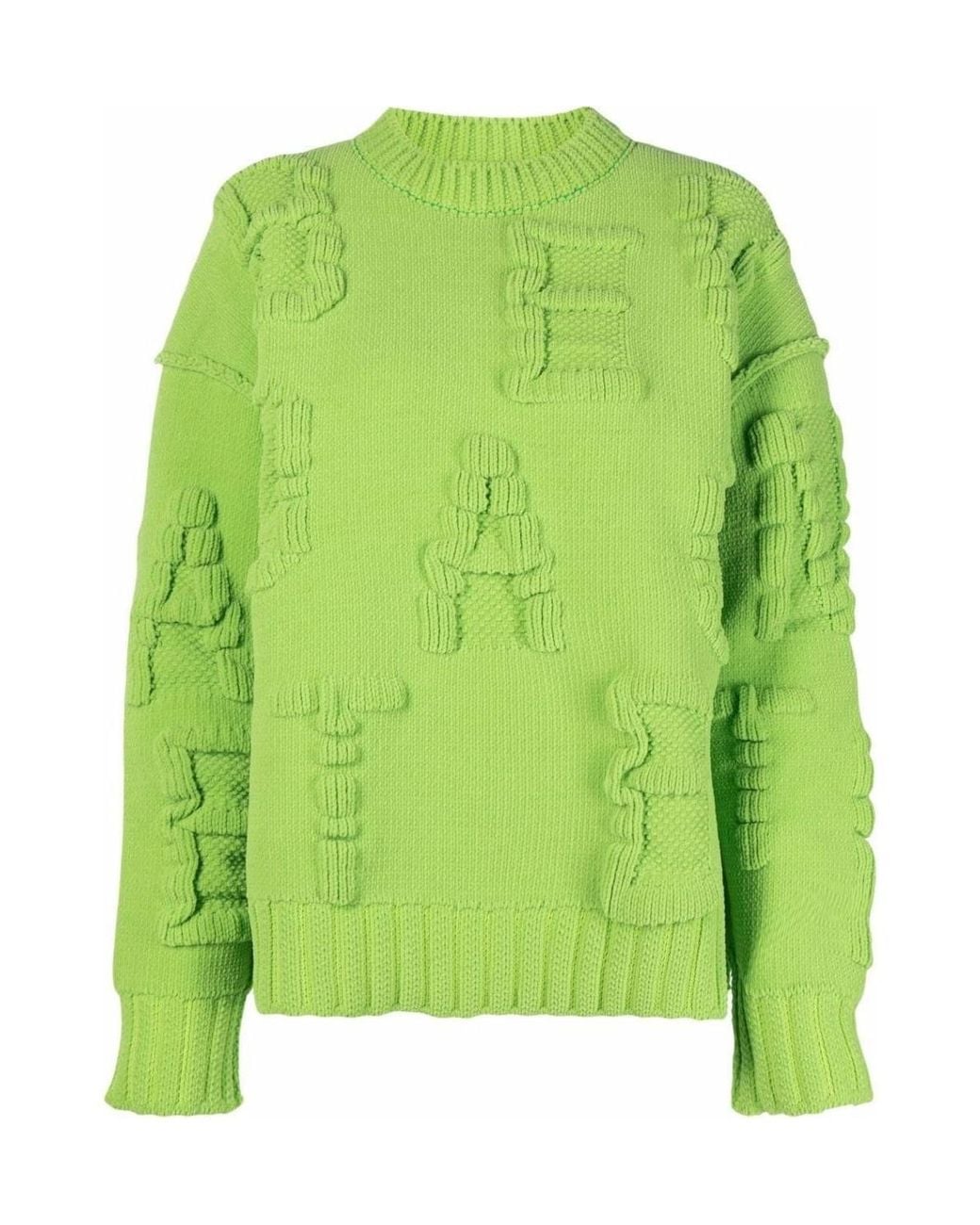 Bottega Veneta Green Alphabet Motif Ribbed-Knit Jumper