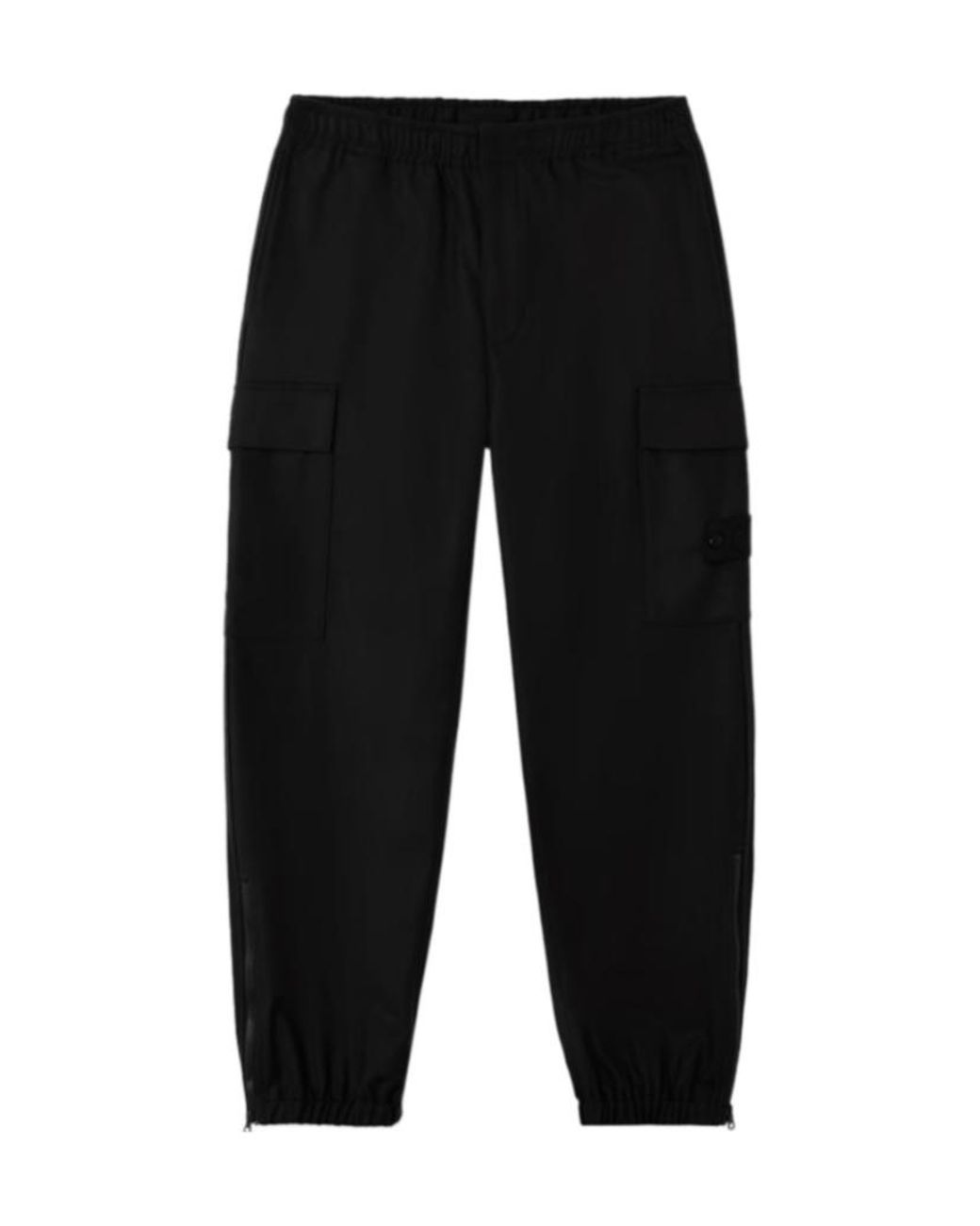 Stone Island Black Logo Patch Straight Leg Pants for men