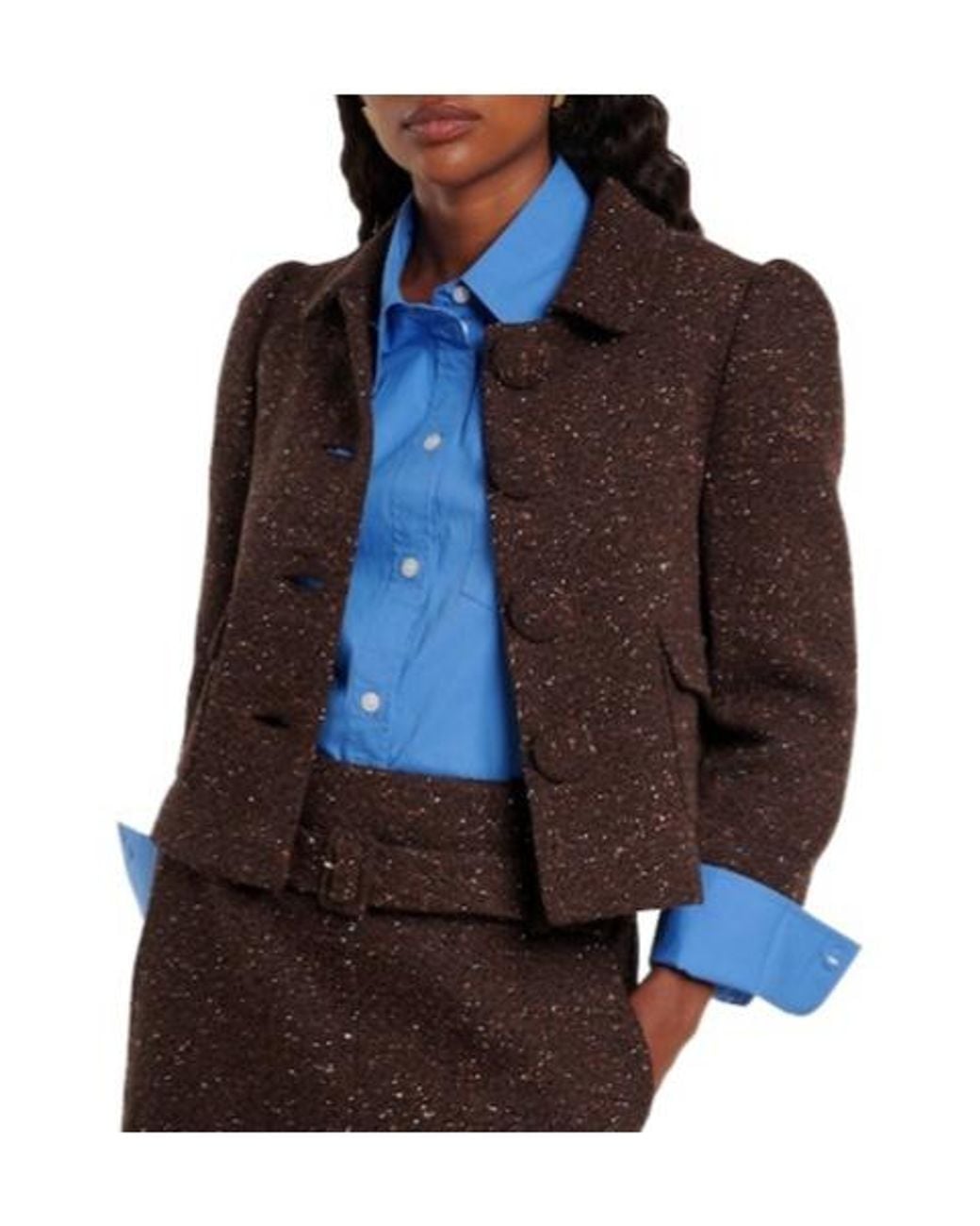 ShuShu/Tong Brown Cropped Lapel Coat