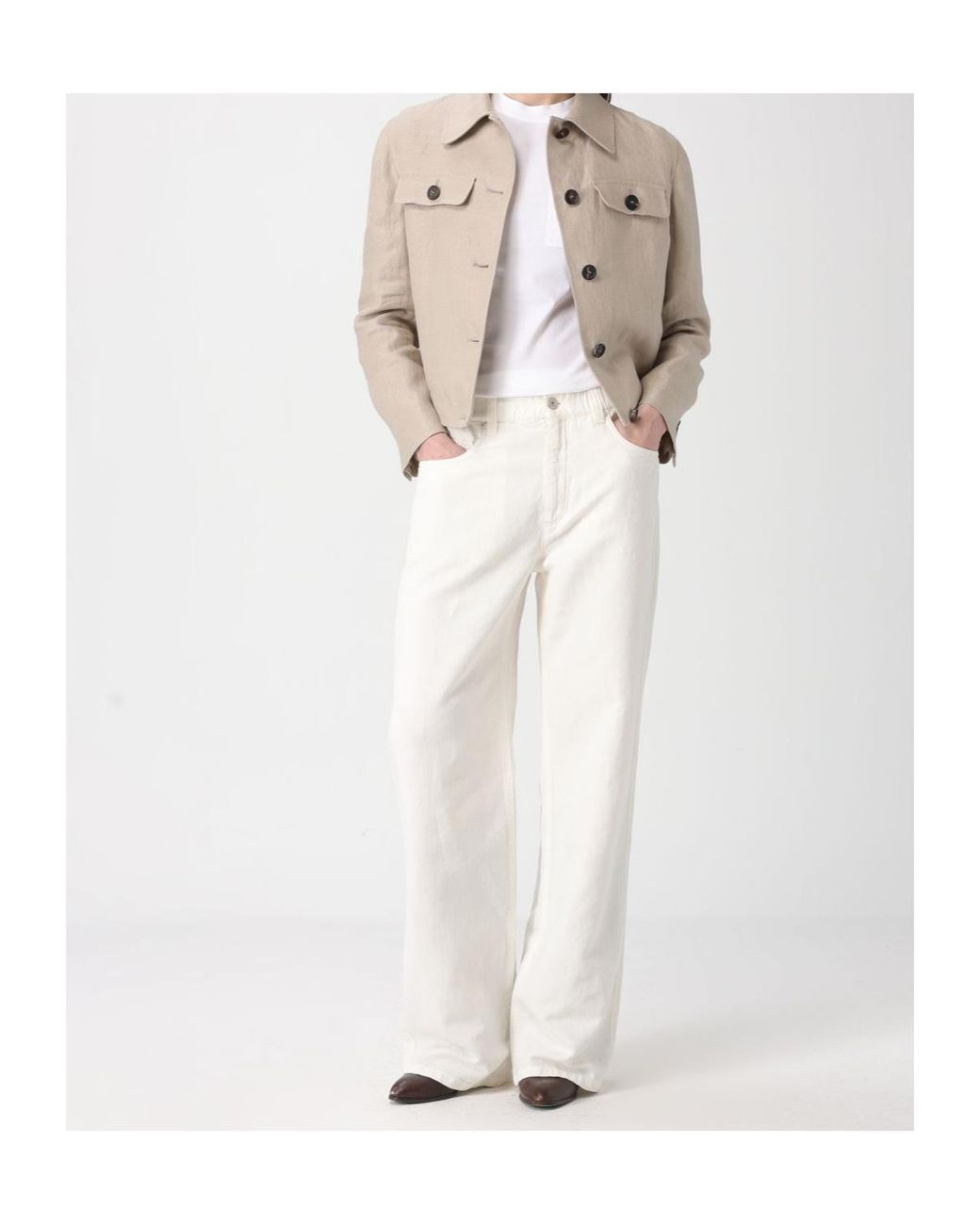 Brunello Cucinelli White Garment-Dyed Contemporary Trousers