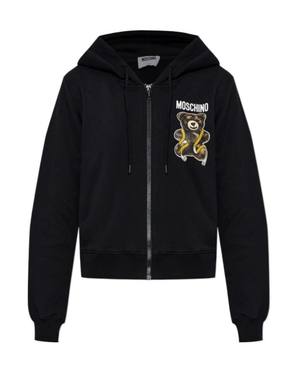 Moschino Black Printed Zip-Up Hoodie
