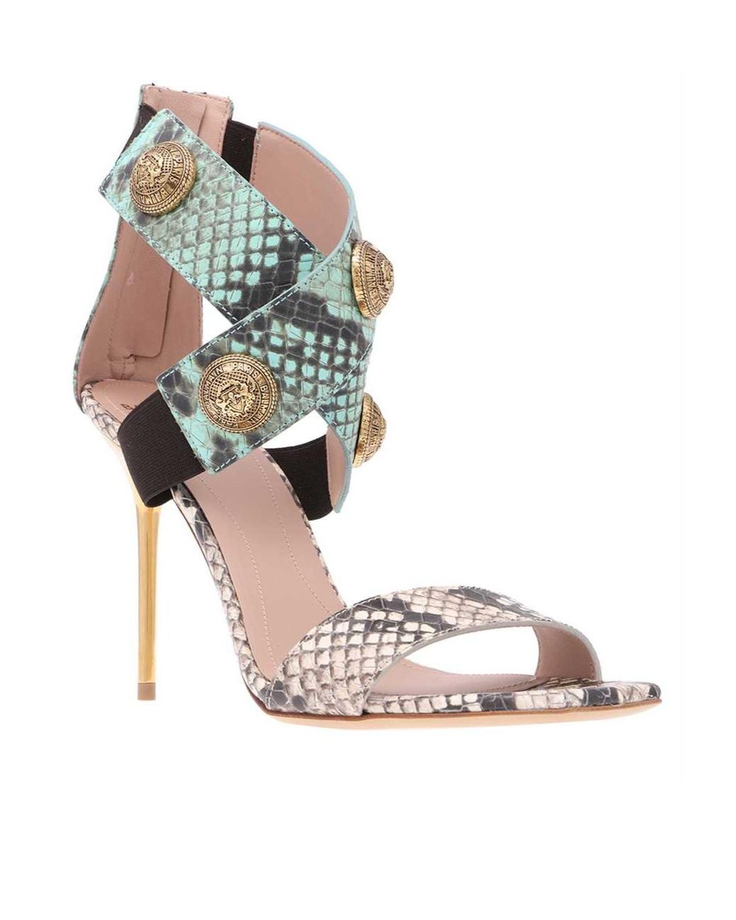 Balmain Metallic Open-Toed High-Heeled Sandals