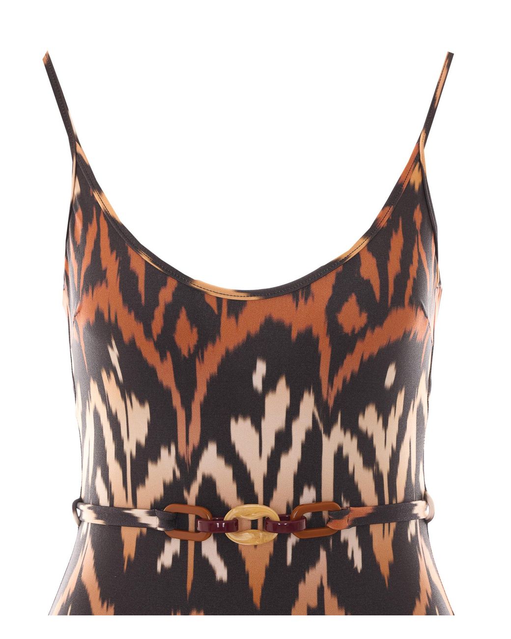 Zimmermann Brown Aster Belted One-Piece Swimsuit