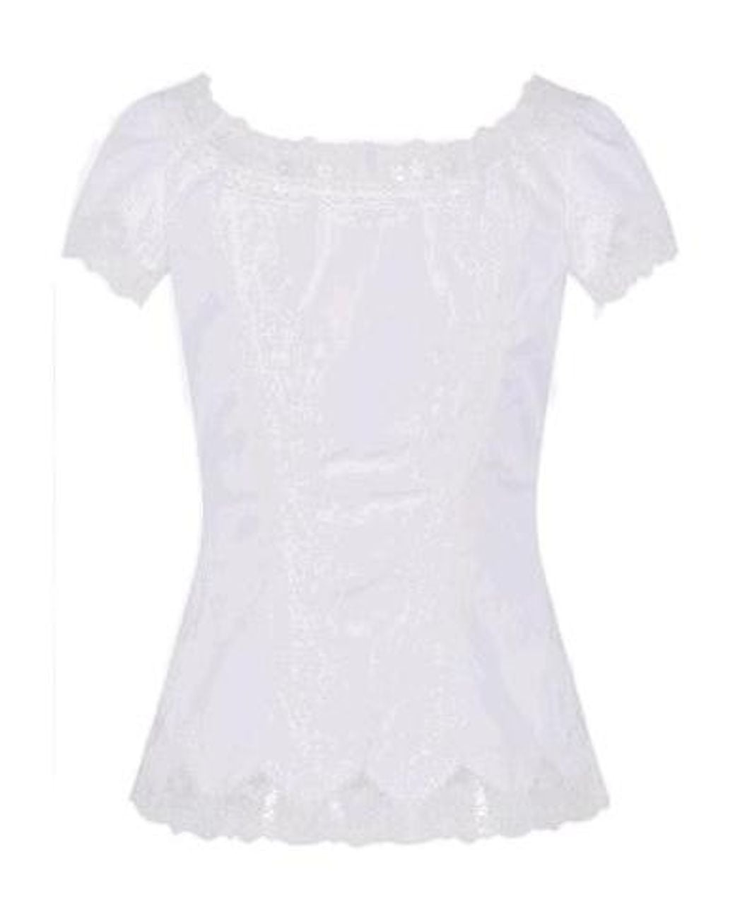 Ermanno Scervino White Lace-Trim Blouse