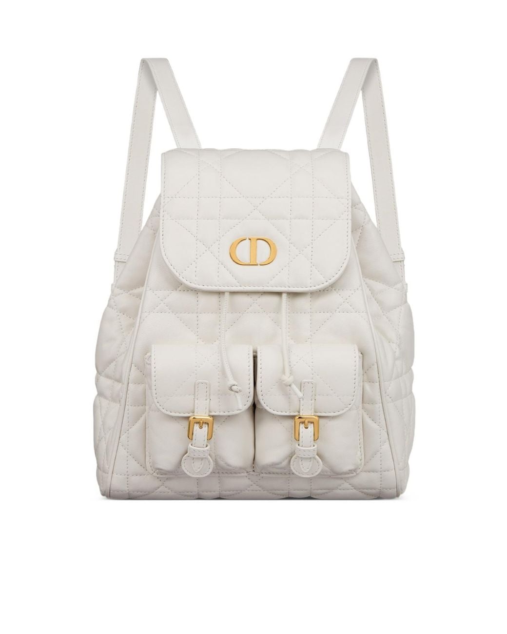 Dior White Medium Caro Backpack