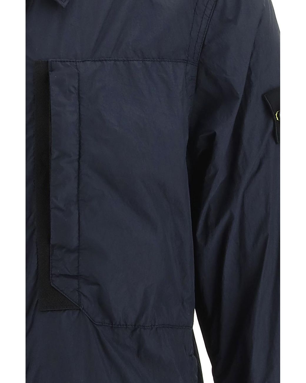 Stone Island Blue Compass Patch Collared Zip-Up Jacket for men