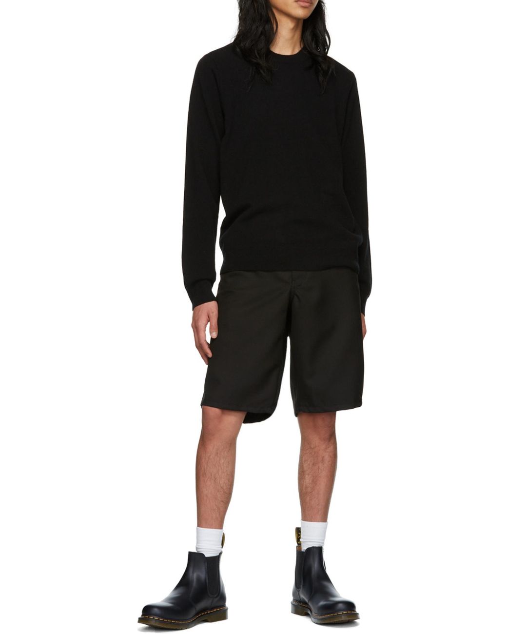 Comme des Garçons Black Crew-Neck Long-Sleeve Knitted Sweater for men
