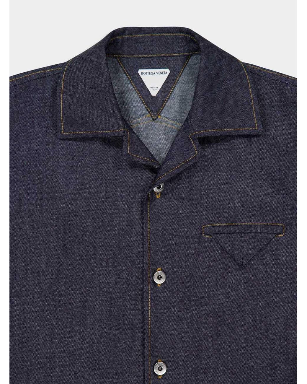 Bottega Veneta Blue Rinsed Straight Denim Shirt for men