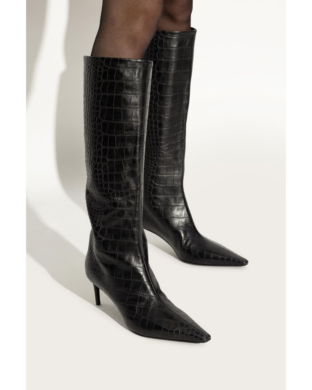 Dolce & Gabbana Black Dg Logo Plaque Embossed Boots