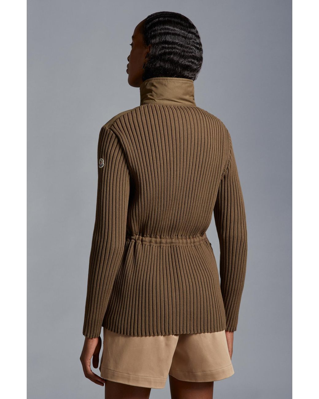 Moncler Green Knit-Panelled Zipped Military Jacket