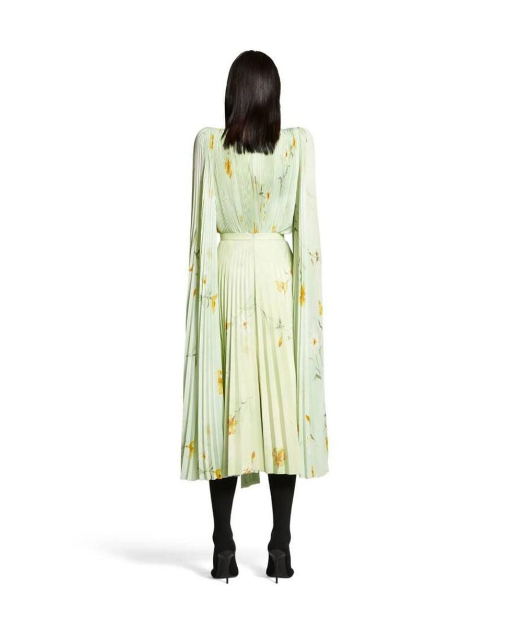 Balenciaga White Floral Printed Pleated Blouse Top