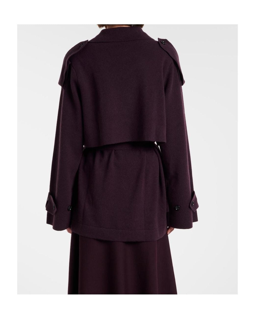 Jardin Des Orangers Purple Cropped Wool And Cashmere Trench Coat