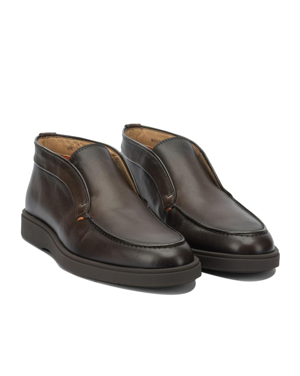 Santoni Brown Panelled Leather Boots for men