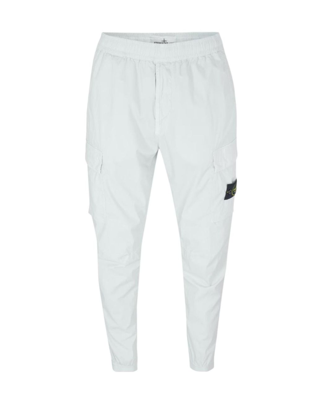Stone Island White Logo Cargo Track Pants for men