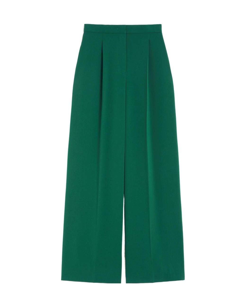 Max Mara Green Laccato Pleated Pants