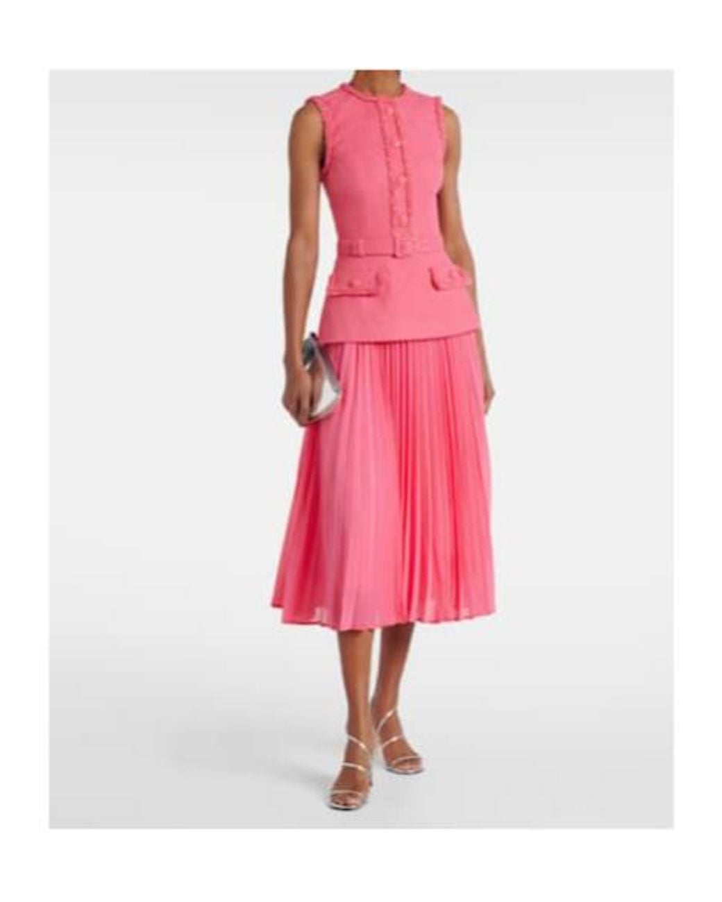 Rebecca Vallance Pink Montana Crêpe And Georgette Midi Dress