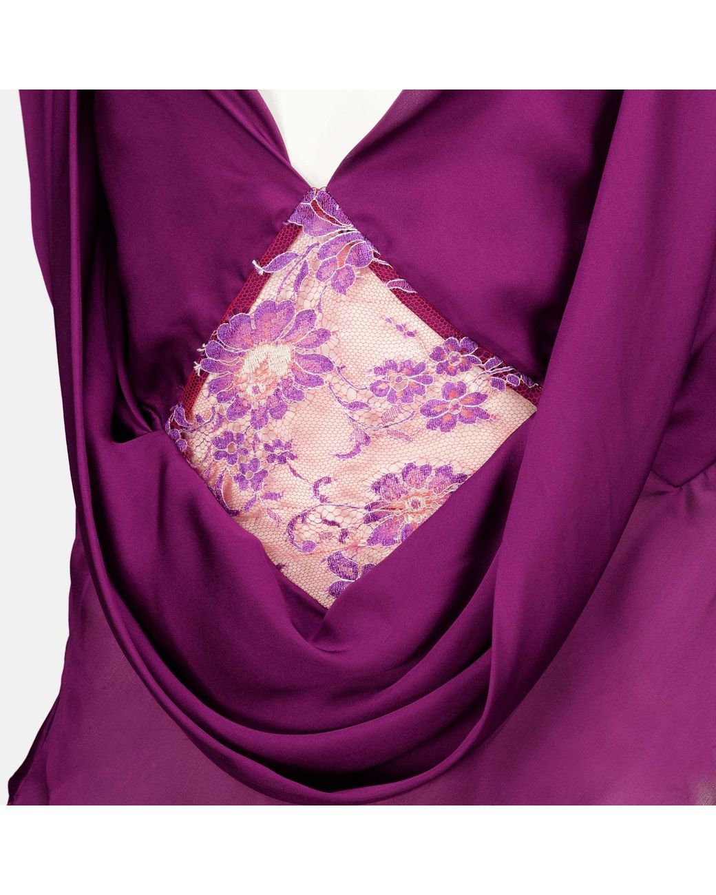 Christopher Esber Purple Cesura Cowl Lace Halter Top