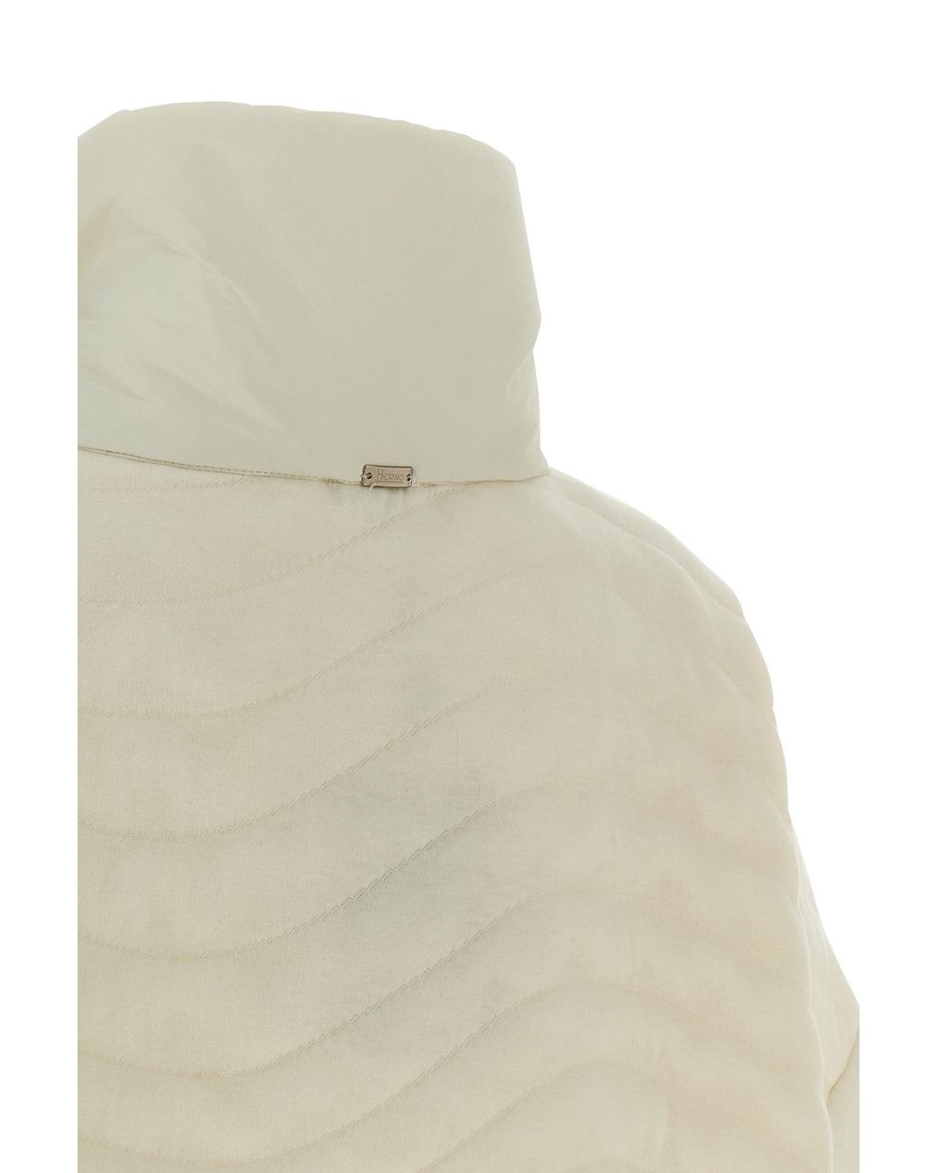 Herno White Wave-Effect Padded Poncho