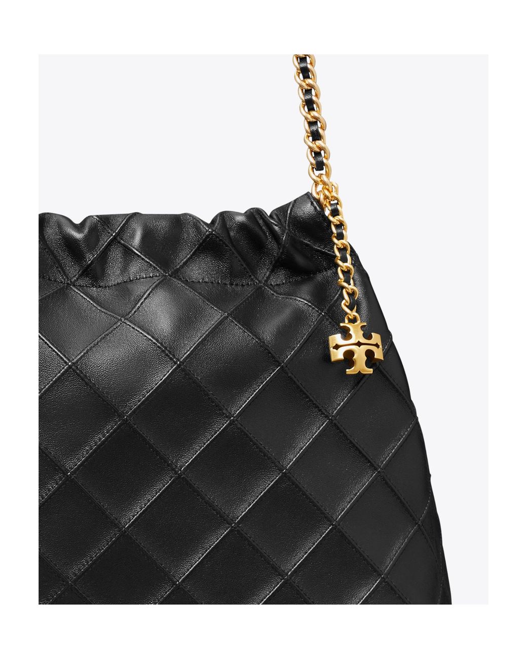 Tory Burch Black Fleming Drawstring Hobo Bag