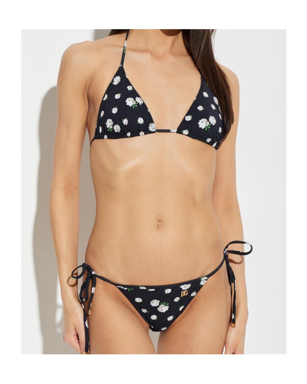 Dolce & Gabbana White Floral Printed Two-Piece Swimsuit