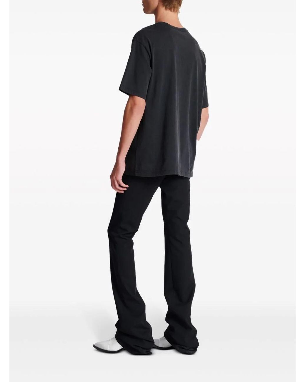 Balmain Black Logo Embroidered Crewneck T-Shirt for men