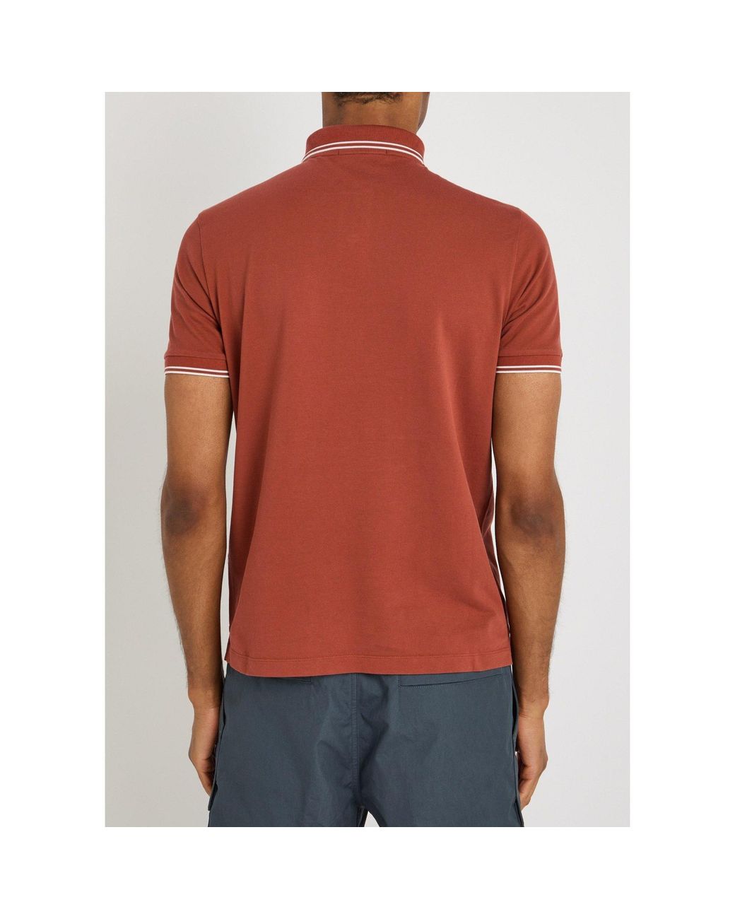 Stone Island Red Cotton Slim-Fit Polo Shirt for men