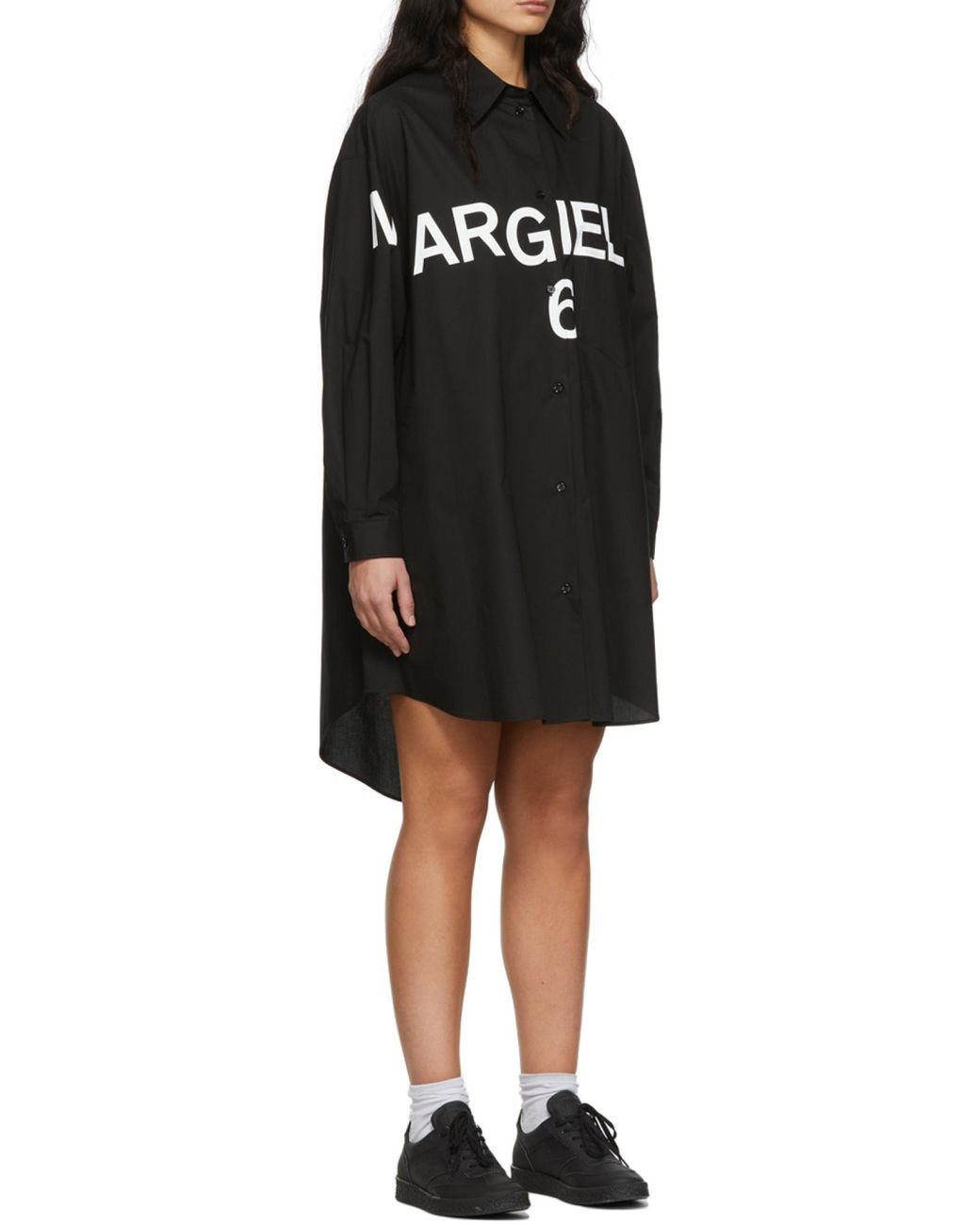 Maison Margiela Black 6 Logo Shirt Dress