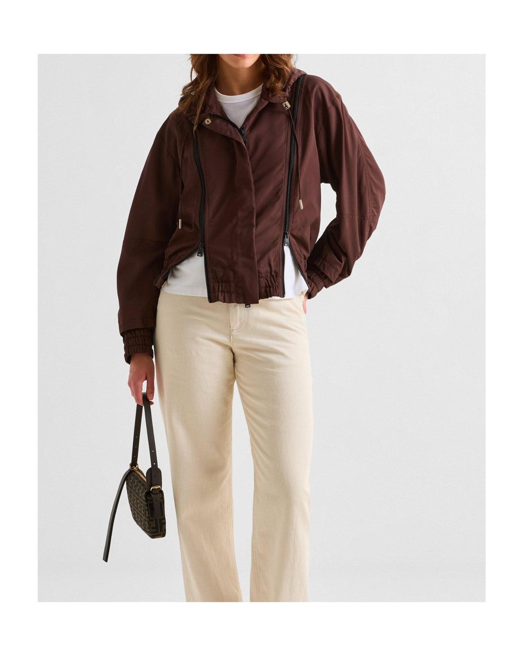 Fendi Brown Cropped Hooded Jacket