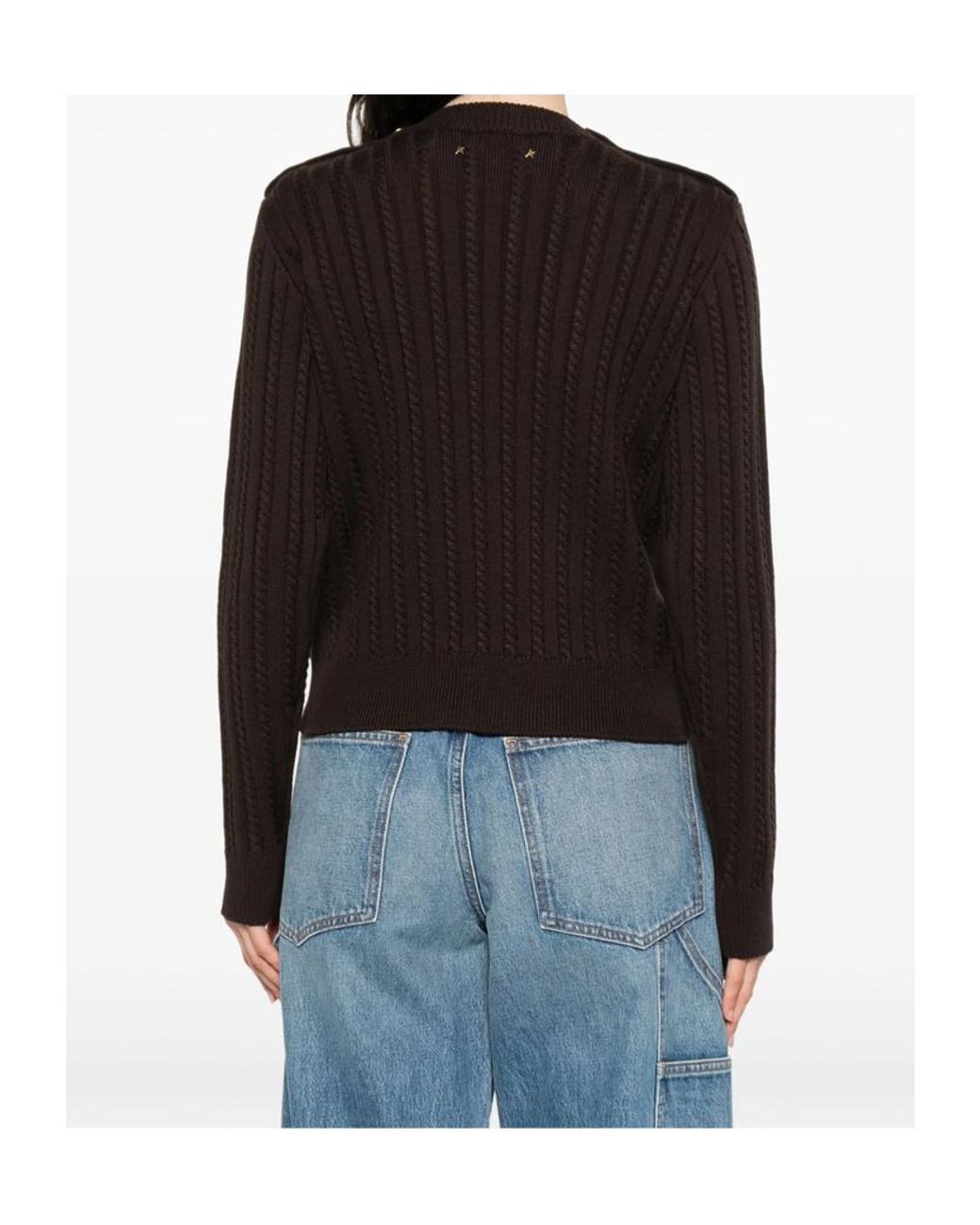 Golden Goose Deluxe Brand Black Cable-Knit Button Detailed Jumper