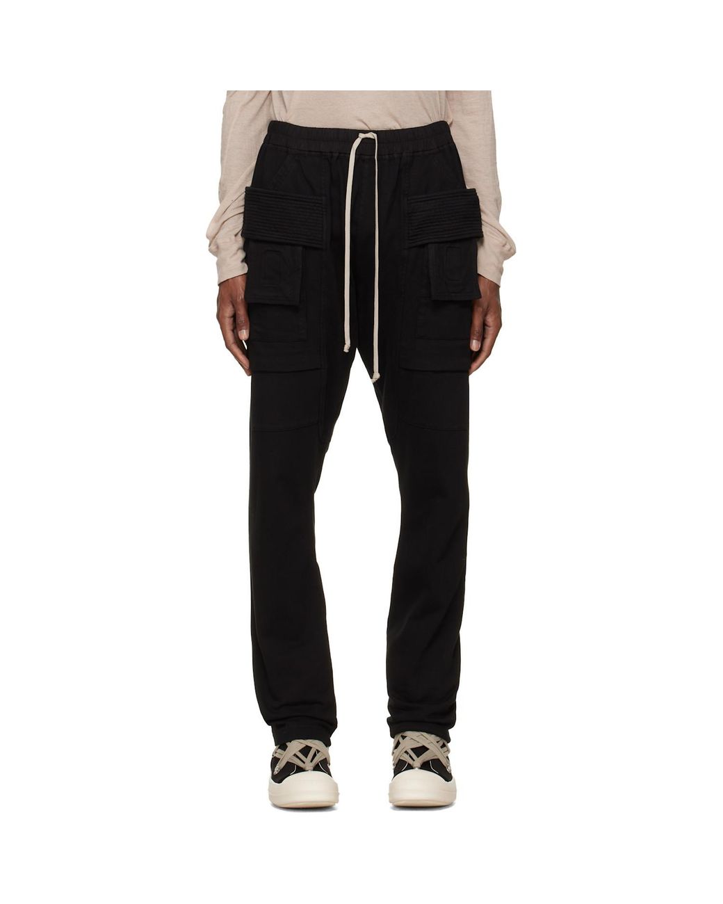 Rick Owens Black Drawstring Trousers for men