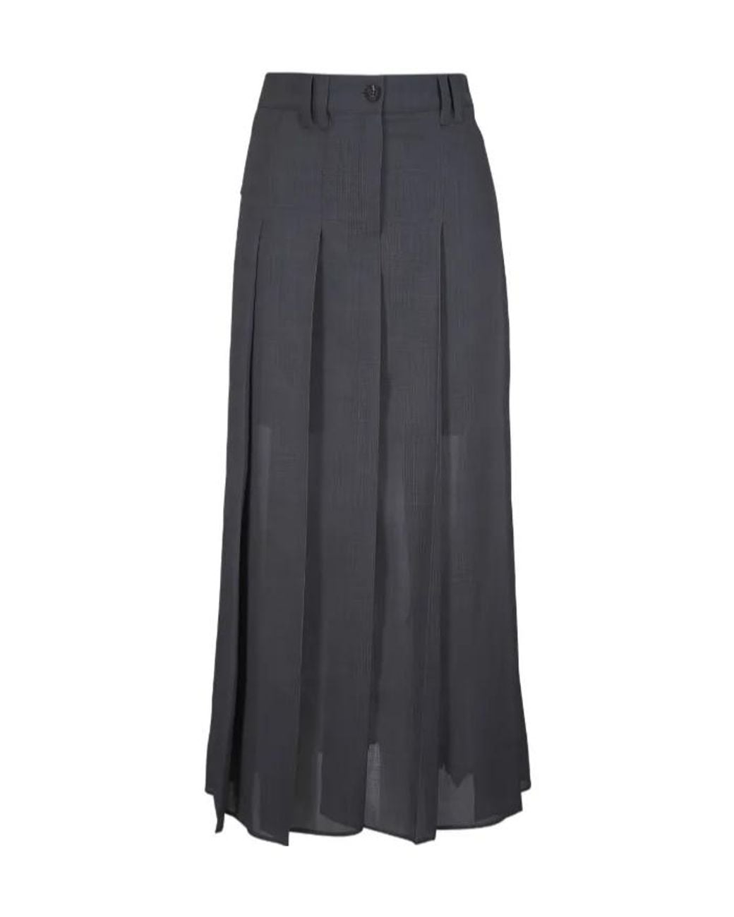 Brunello Cucinelli Gray Pleated Maxi Skirt