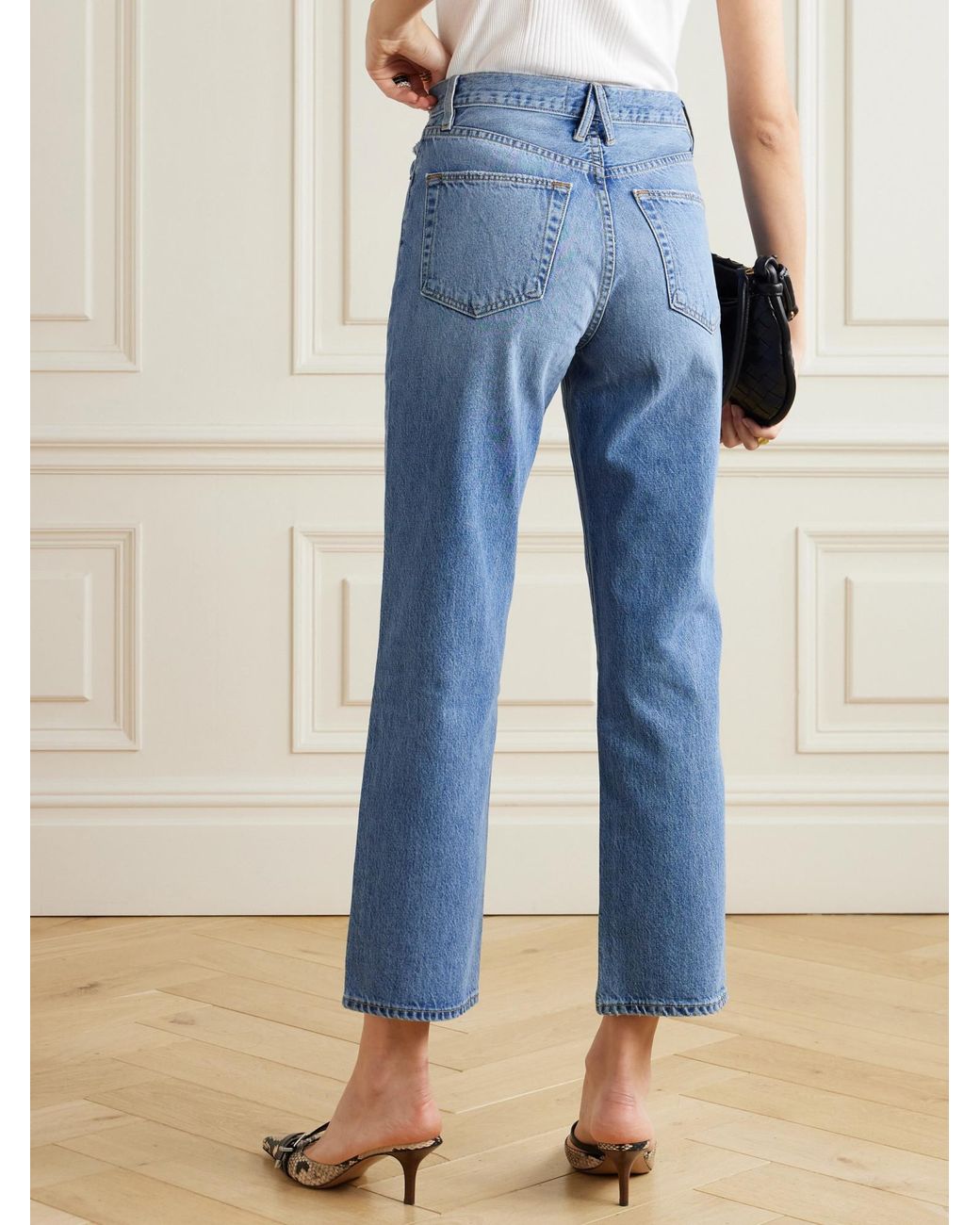 SLVRLAKE Denim Blue High-Waisted Straight-Leg Pants