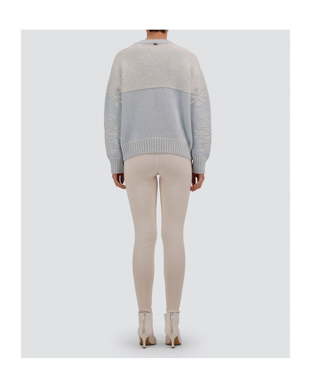 Herno Gray Intarsia-Knit Crew-Neck Sweater