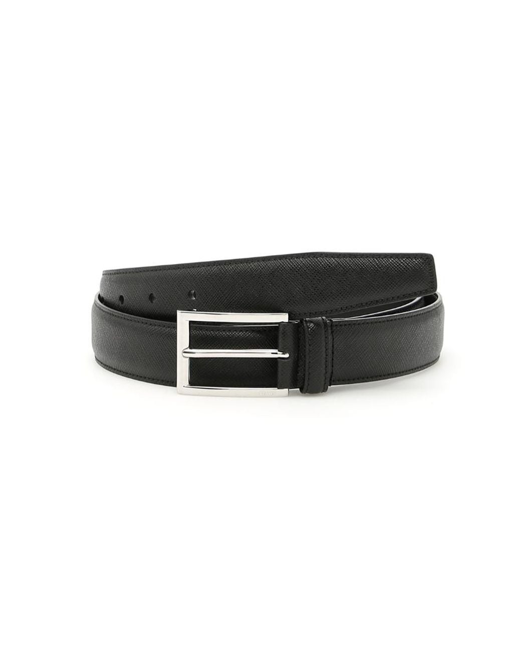 Prada Black Saffiano Buckle Belt for men