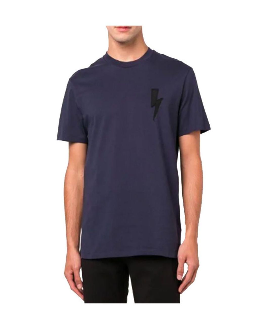 Neil Barrett Blue Lightening-Patch T-Shirt for men