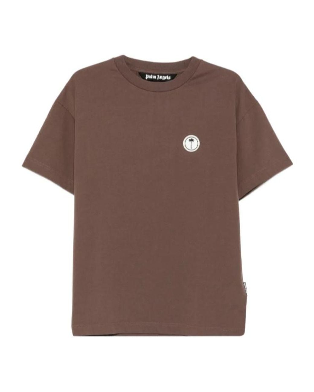 Palm Angels Brown Logo Patch Crewneck T-Shirt for men