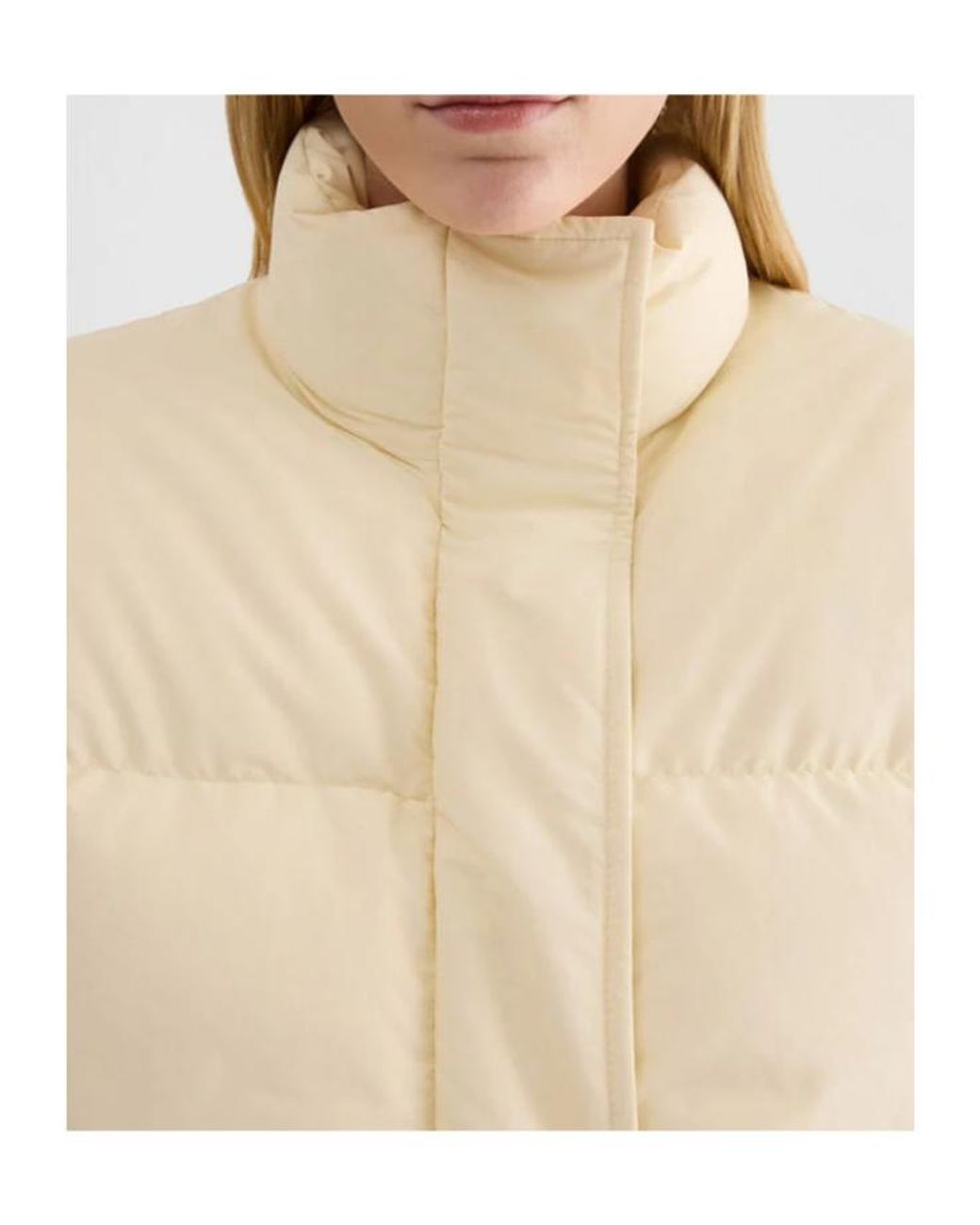 Jil Sander Natural Quilted Stand-Collar Down Jacket