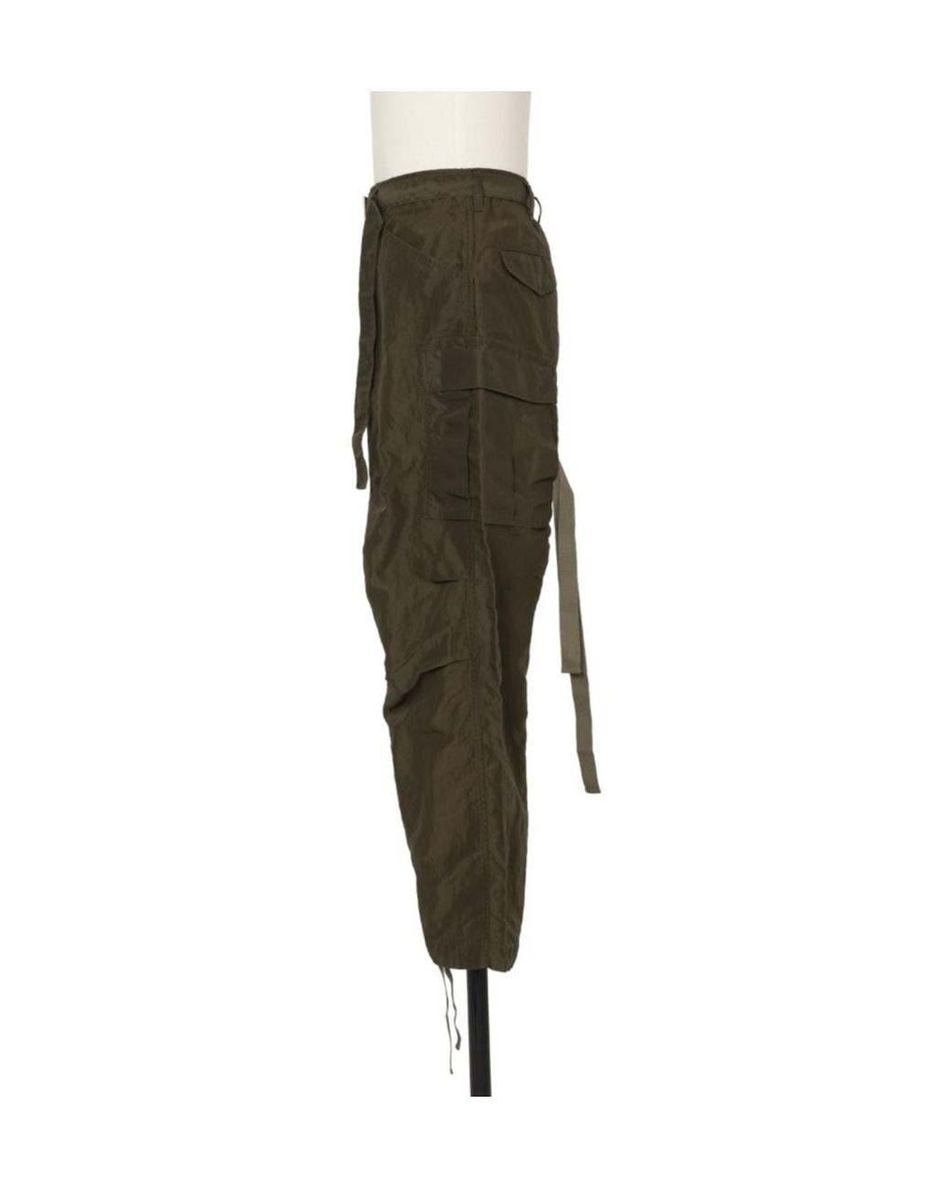 Sacai Green Belted Straight-Leg Patns for men