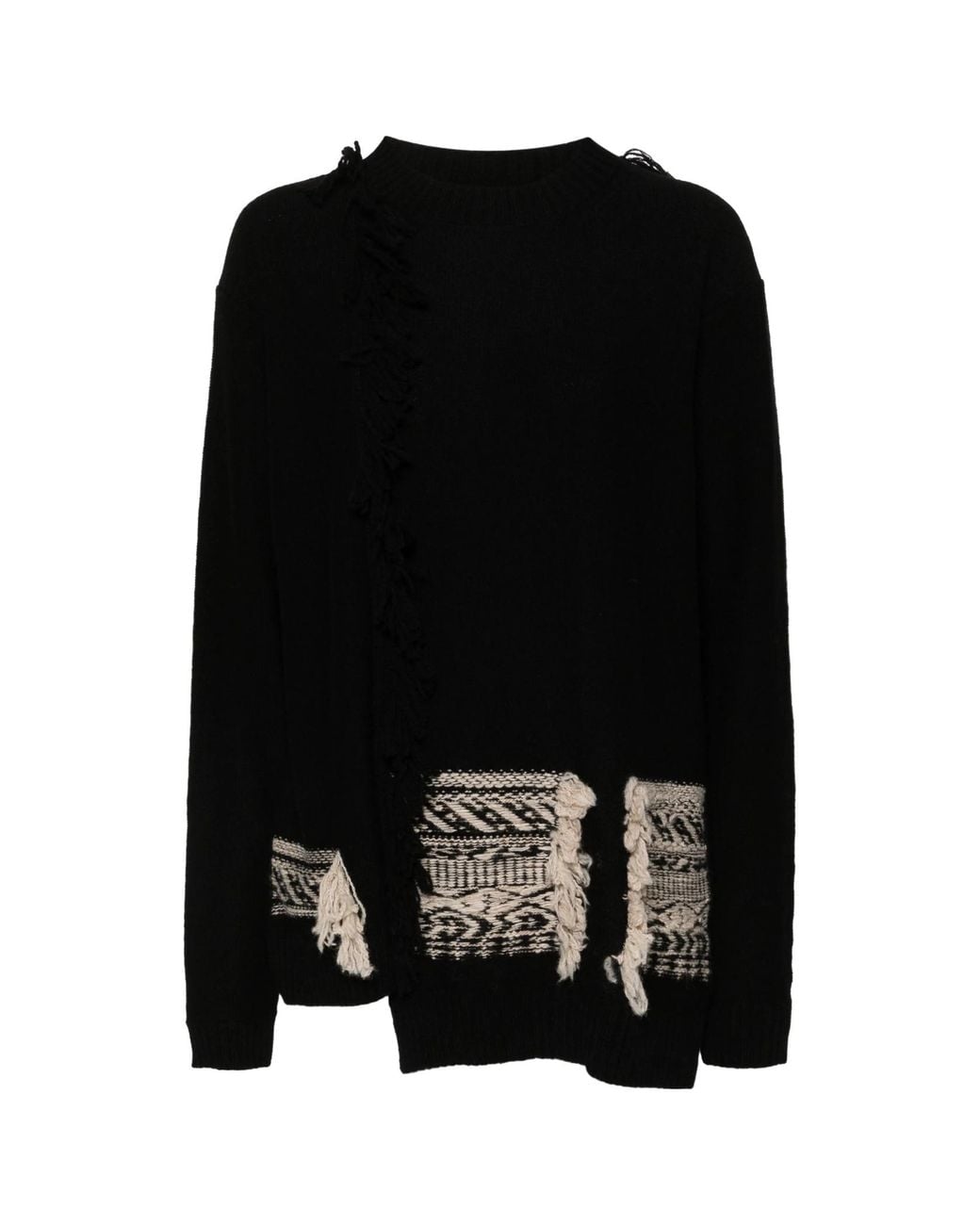 Y's Yohji Yamamoto Black Serrated Knitted Sweater