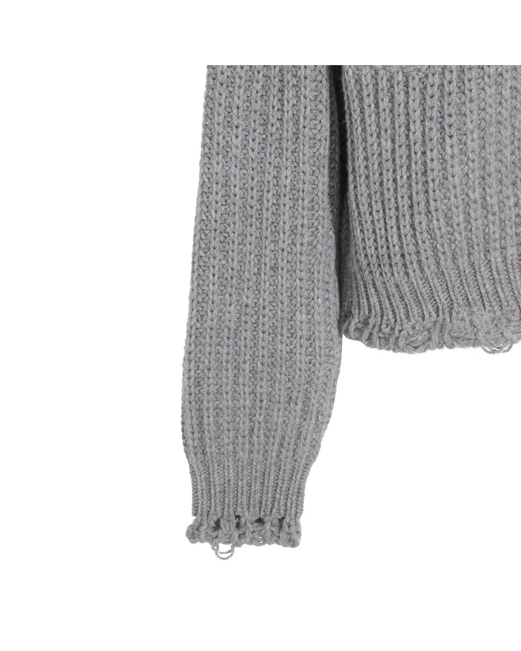 Blumarine Gray Fur Insert Knit Cardigan