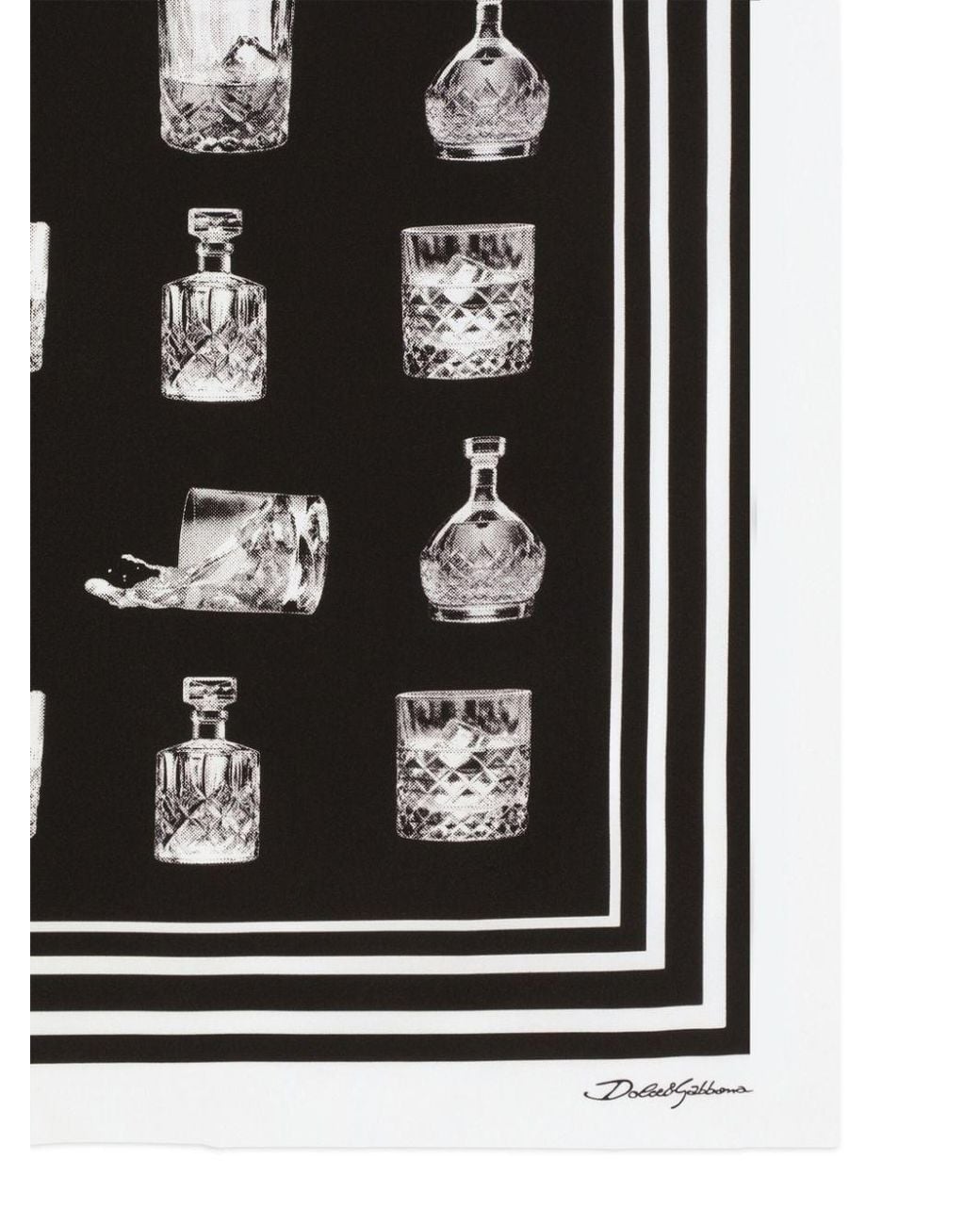 Dolce & Gabbana Black Glass-Print Foulard for men