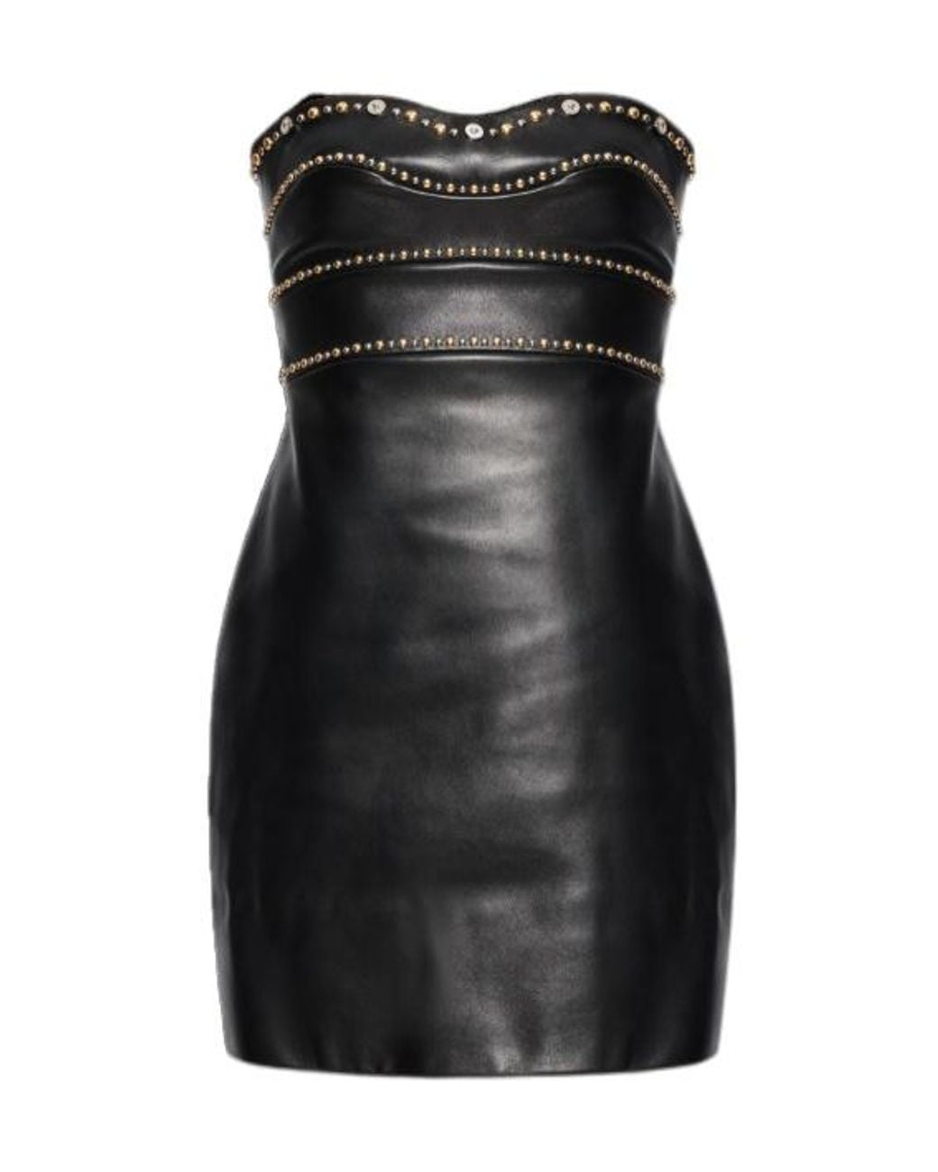 Versace Black Leather Off-Shoulder Dress